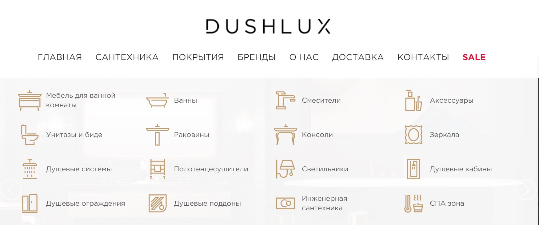 Векторные иконки сантехники для сайта DUSHLUX.RU